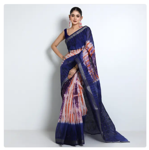 Royal Blue Yellow color Cotton Saree